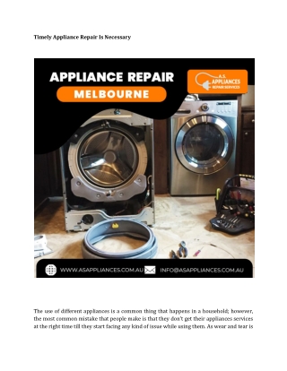 Timely Appliance Repair Is Necessary