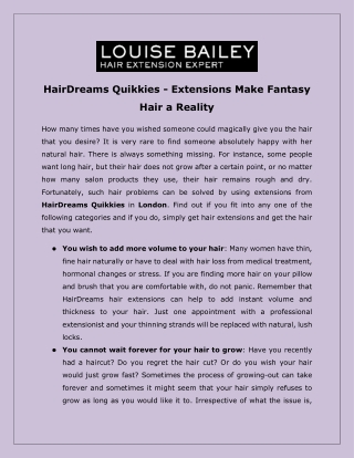 HairDreams Quikkies - Extensions Make Fantasy Hair a Reality