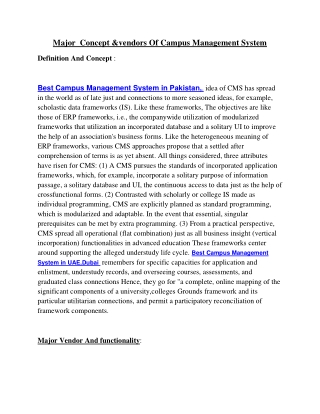 Major  Concept &vendors Of Campus Management System