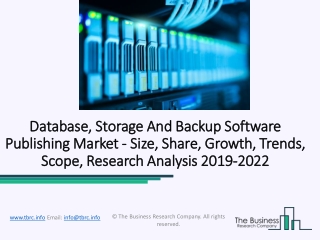 Global Database Storage And Backup Software Publishing Market Overview 2022