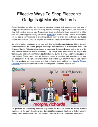 Effective Ways To Shop Electronic Gadgets @ Morphy Richards