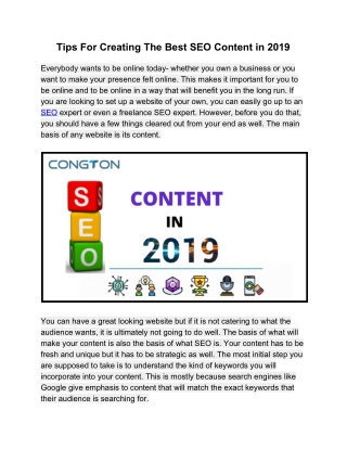 Tips For Creating The Best SEO Content in 2019