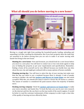 What all should you do before moving to a new home?