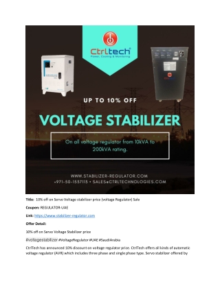 10% off on Servo Voltage Stabilizer price #voltagestabilizer #VoltageRegulator