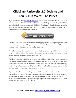 ClickBank University 2.0 Reviews and Bonus