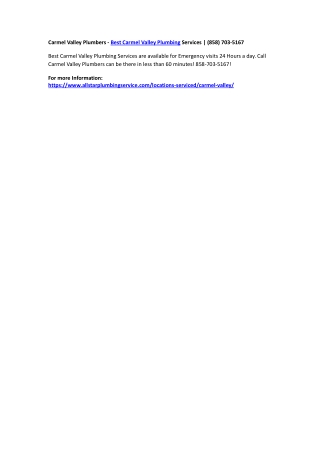 Carmel Valley Plumbers - Best Carmel Valley Plumbing Services | (858) 703-5167