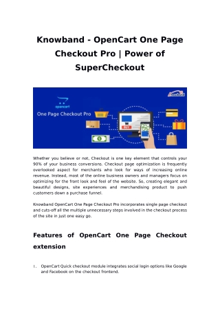 Knowband - OpenCart One Page Checkout Pro | Power of SuperCheckout