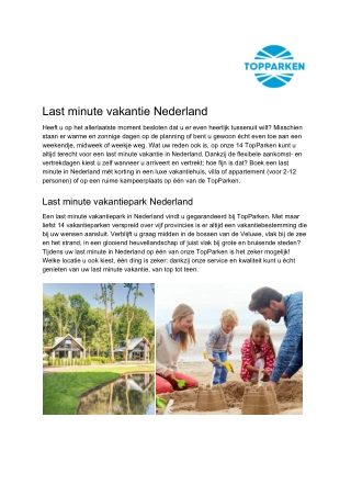 TopParken - Last minute vakantie Nederland