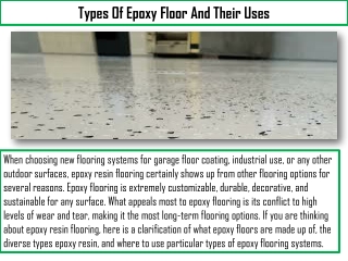 Types Of Epoxy Floor And Their Uses