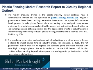 By 2024, Plastic Fencing Market is Expected to Exhibit a Noticeable Growth