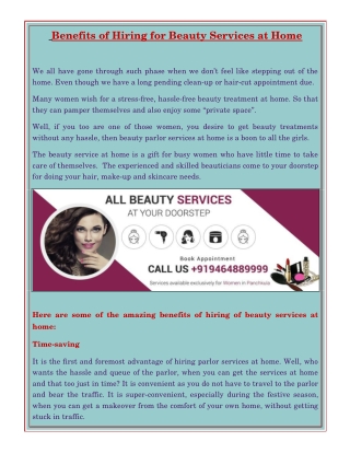 Benefits of Hiring for Beauty Services at Home