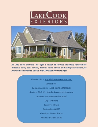 Exterior home services Palatine - LAKE COOK EXTERIORS