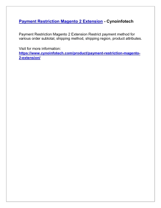 PAYMENT RESTRICTION MAGENTO 2 EXTENSION