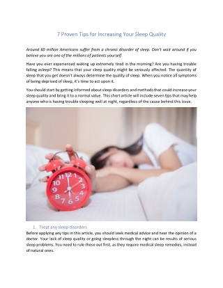 7 Proven Tips for Increasing Your Sleep Quality