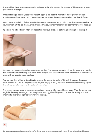 Trying To Find Massage therapy Suggestions? Attempt These Fantastic Ones Out!