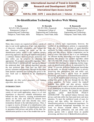De Identification Technology Involves Web Mining