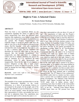 Right to Vote A Selected Choice