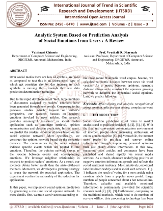 Analytic System Based on Prediction Analysis of Social Emotions from Users A Review