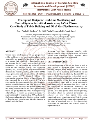 Conceptual Design for Real time Monitoring and Control System for critical assets using JAVA Classes Case Study of Publi