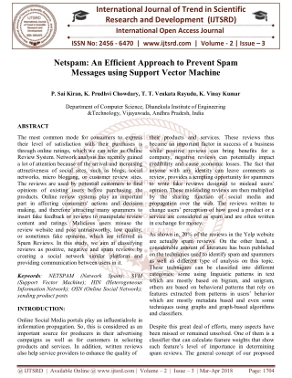 Netspam An Efficient Approach to Prevent Spam Messages using Support Vector Machine
