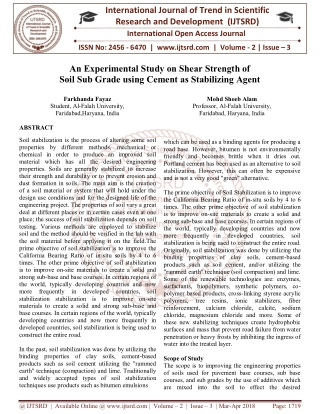 An Experimental Study on Shear Strength of Soil Sub Grade using Cement as Stabilizing Agent