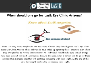 When should one go for Lasik Eye Clinic Arizona?
