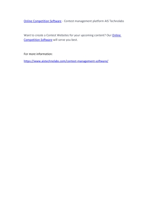 Online Competition Software - Contest management platform AIS Technolabs