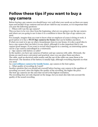 Follow these tips if you want to buy a spy camera