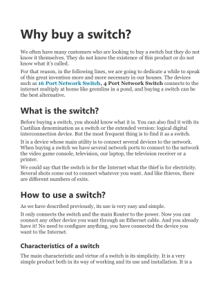 Why buy a switch?