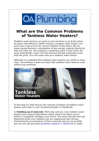 What are the Common Problems of Tankless Water Heaters? 