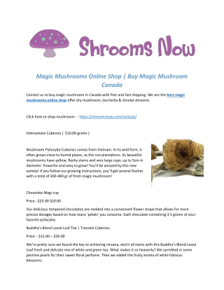 Magic Mushrooms Online Shop