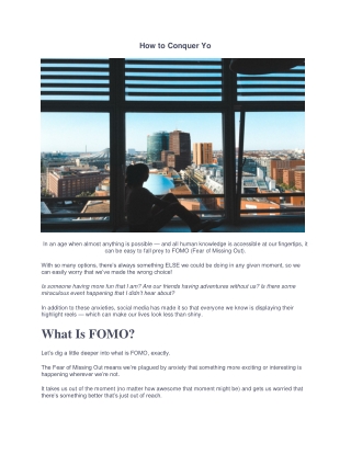 How to Conquer Your FOMO