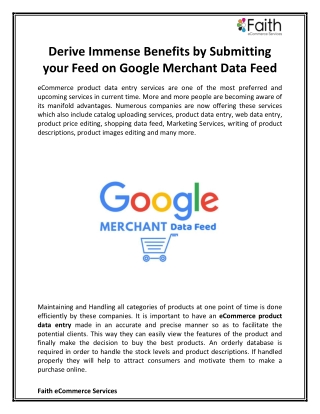 Derive Immense Benefits by Submitting your Feed on Google Merchant Data Feed