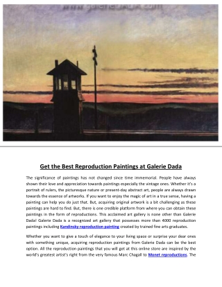 Get the Best Reproduction Paintings at Galerie Dada