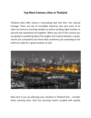 Top Most Famous cities in Thailand-