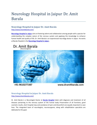 Neurology Hospital in Jaipur Dr. Amit Barala