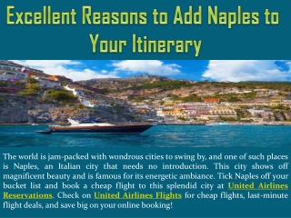 Excellent Reasons to Add Naples to Your Itinerary