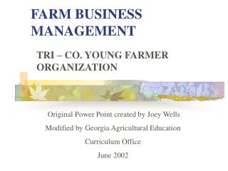 FARM BUSINESS MANAGEMENT