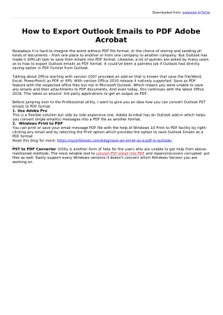 Methods to Export Outlook Emails to PDF AdobeAcrobat.