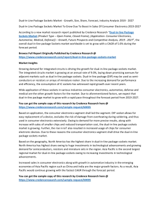 Dual-In-Line Package Sockets Market - Growth, Size, Share, Forecast, industry Analysis 2019 - 2027