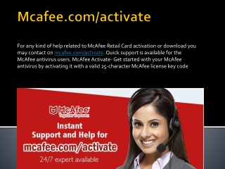 Support For Mcafee Activate - Mcafee.com/activate