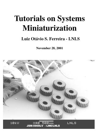 Tutorials on Systems Miniaturization Luiz Otávio S. Ferreira - LNLS November 28, 2001