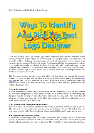 Ways To Identify And Pick The Best Logo Designer