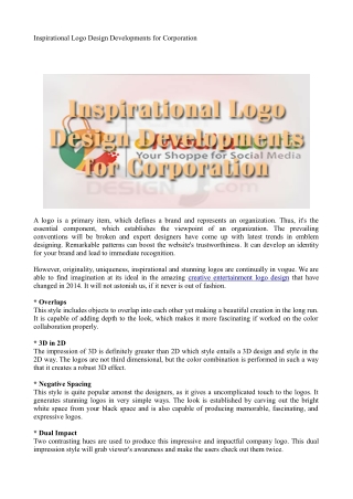 Inspirational Logo Design Developments for Corporation