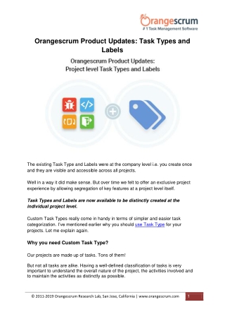 Orangescrum Product Updates-Task Types and Labels