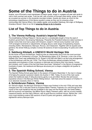 Things to do in Austria