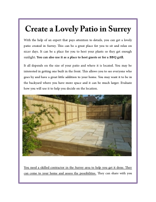 Create a Lovely Patio in Surrey