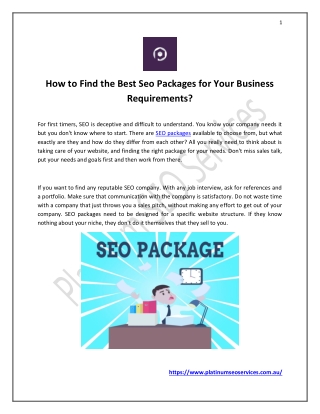 How to Find the Best Seo Packages for Your Business Requirements?
