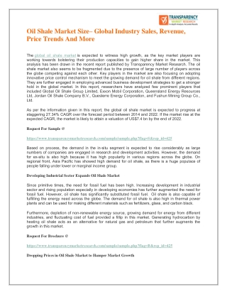 Oil Shale Market Size– Global Industry Sales, Revenue, Price Trends And More