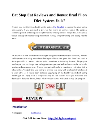 Eat Stop Eat Reviews and Bonus